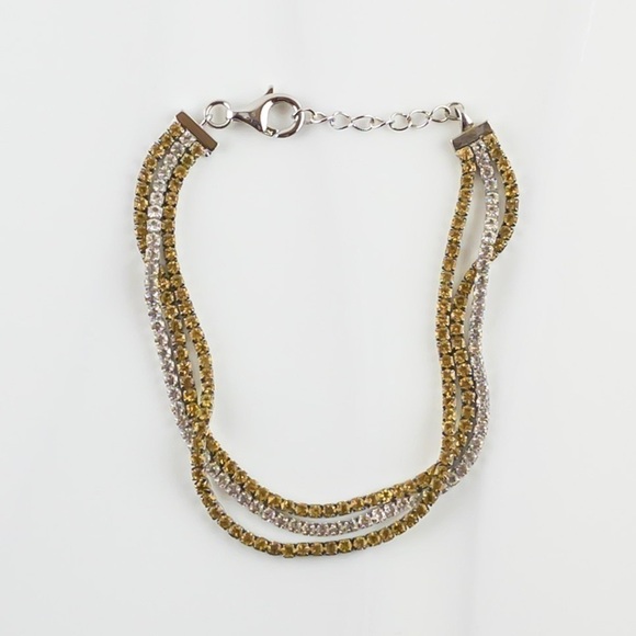 Sterling Silver White Topaz and Citrine Gemstone Layered Bracelet .925 NWT - Picture 1 of 14